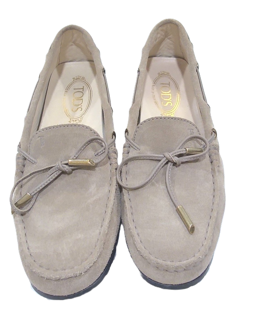 Tod's Tan Suede City Gommino Driving Shoes, 39