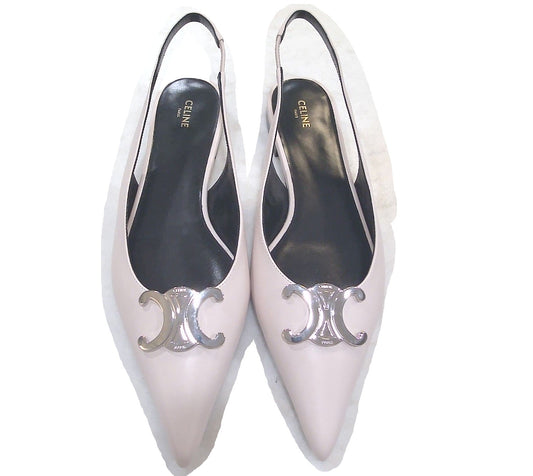 Celine Light Pink Alma Triomphe Lambskin NWT Slingbacks, 38.5