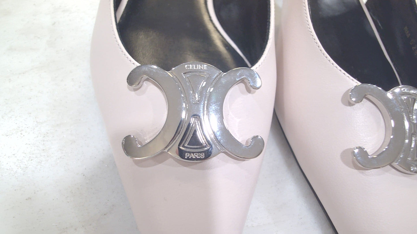 Celine Light Pink Alma Triomphe Lambskin NWT Slingbacks, 38.5