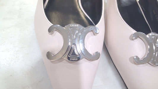 Celine Light Pink Alma Triomphe Lambskin NWT Slingbacks, 38.5