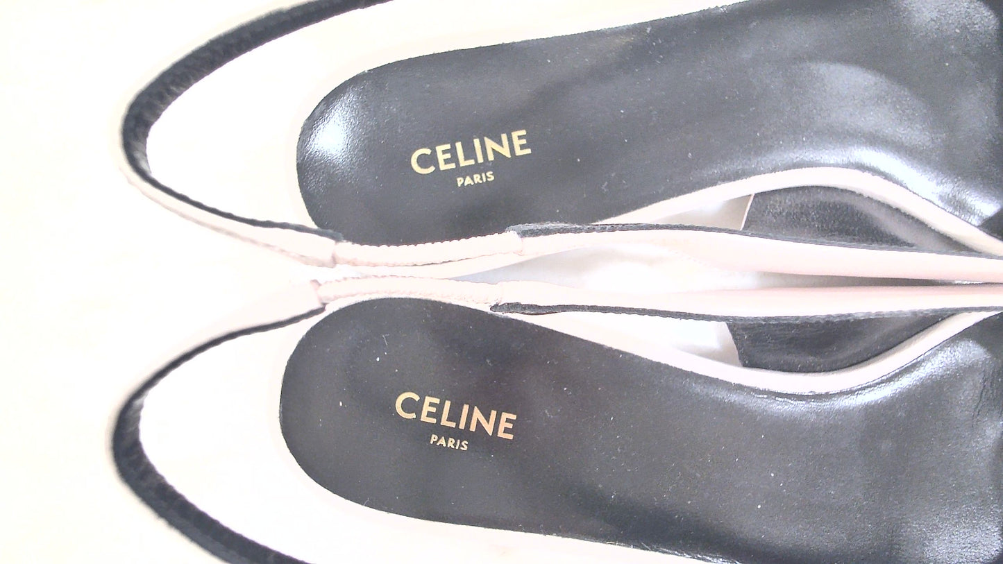 Celine Light Pink Alma Triomphe Lambskin NWT Slingbacks, 38.5