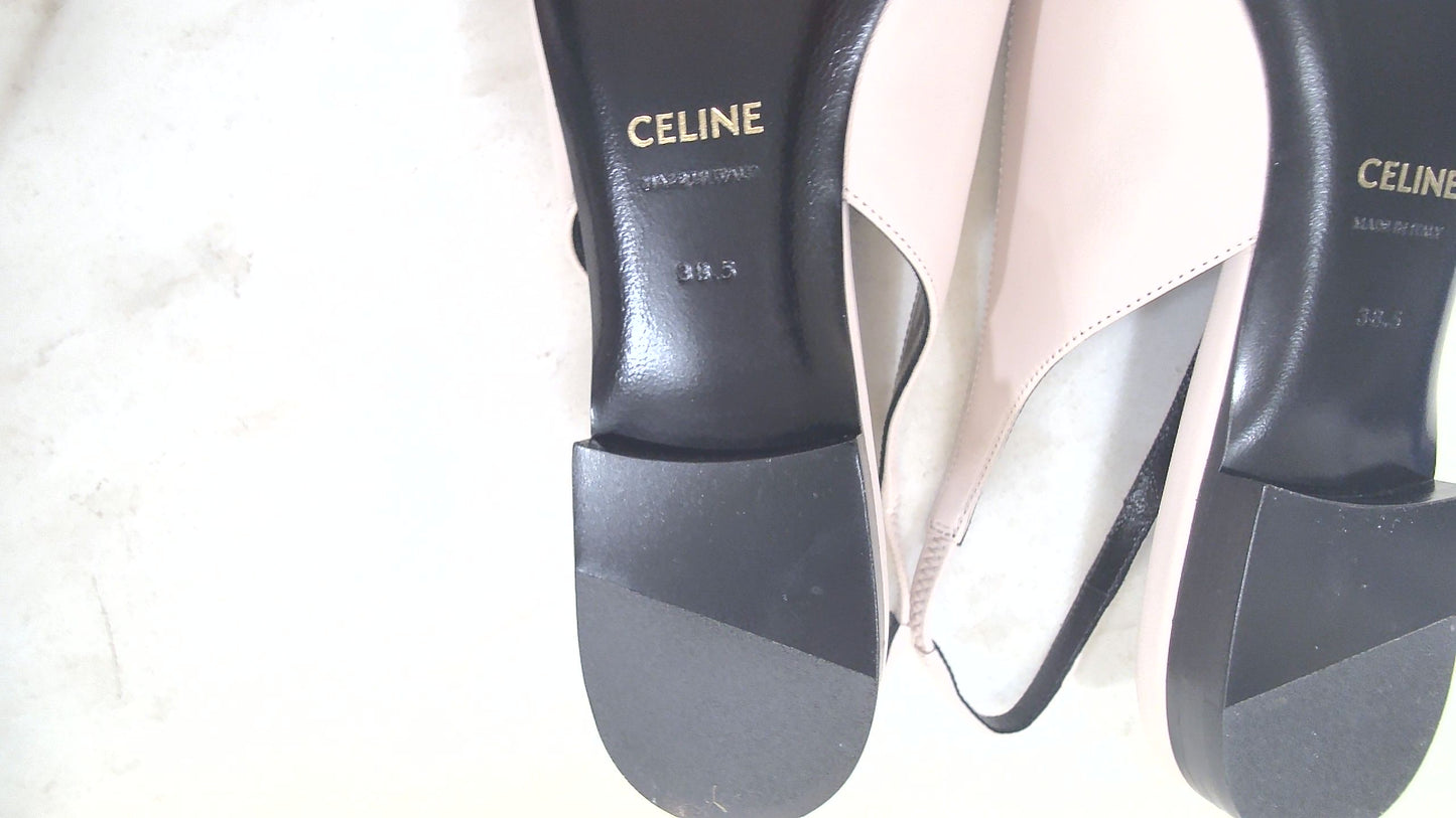 Celine Light Pink Alma Triomphe Lambskin NWT Slingbacks, 38.5