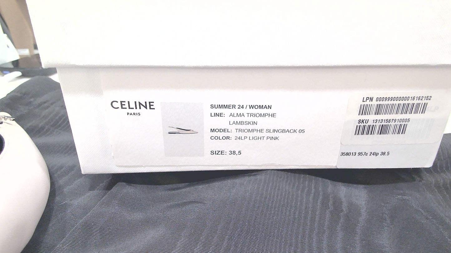 Celine Light Pink Alma Triomphe Lambskin NWT Slingbacks, 38.5
