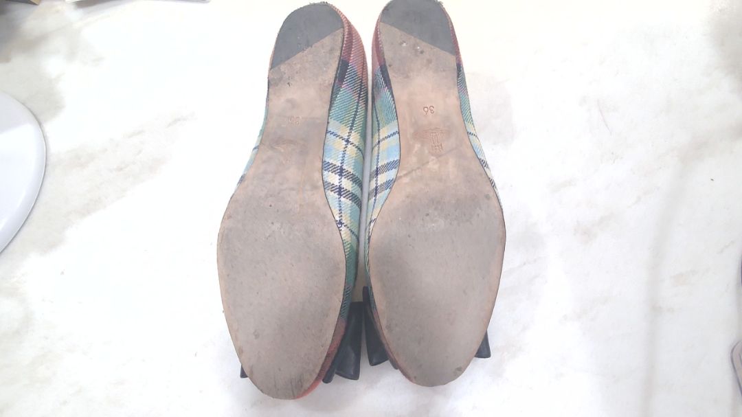 Vivienne Westwood Multi-Color Anglomania Plaid Ribbon Detail Flats, 36