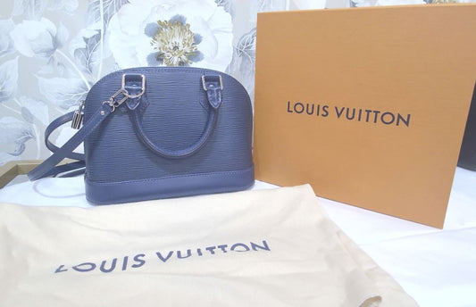 Louis Vuitton Navy Alma BB Epi Crossbody Handbag [Full set box & bag in back]