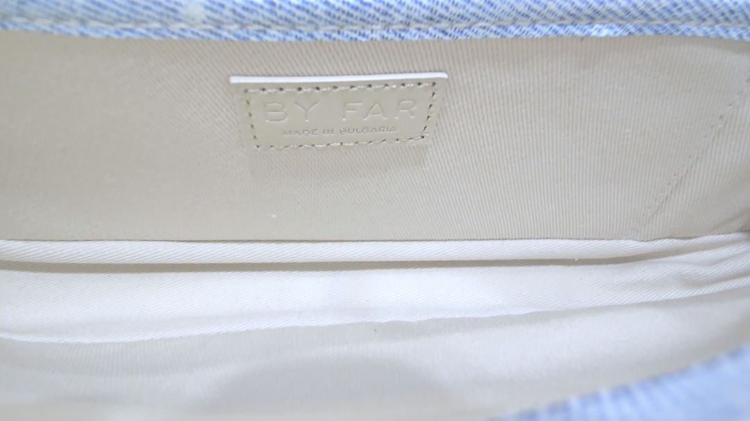 By Far Blue Maddy 100% Goat Skin Studded Shoulder Bag