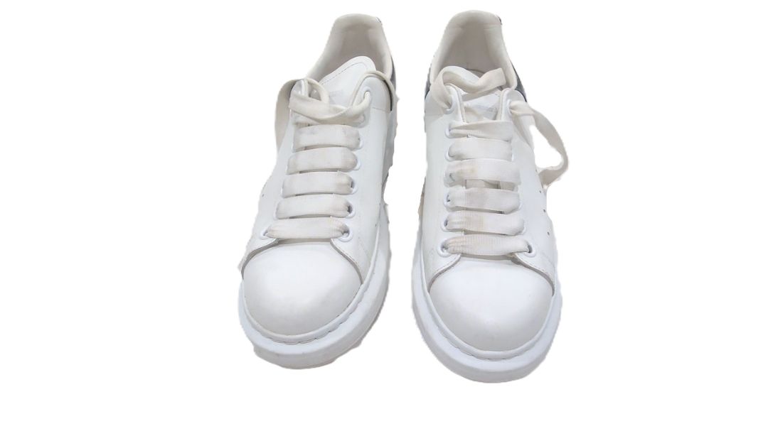 Alexander McQueen White Leather Oversized Low Top Sneakers, 38.5