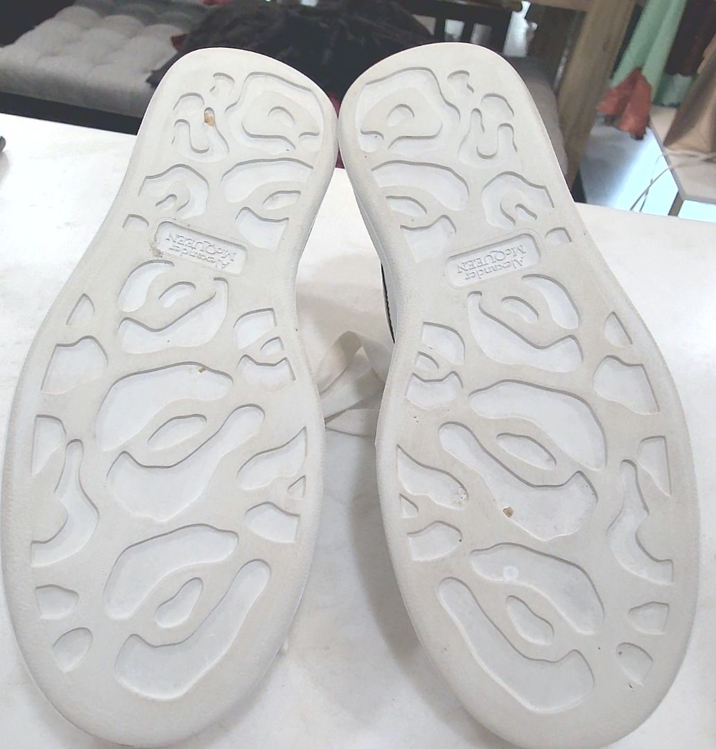 Alexander McQueen White Leather Oversized Low Top Sneakers, 38.5
