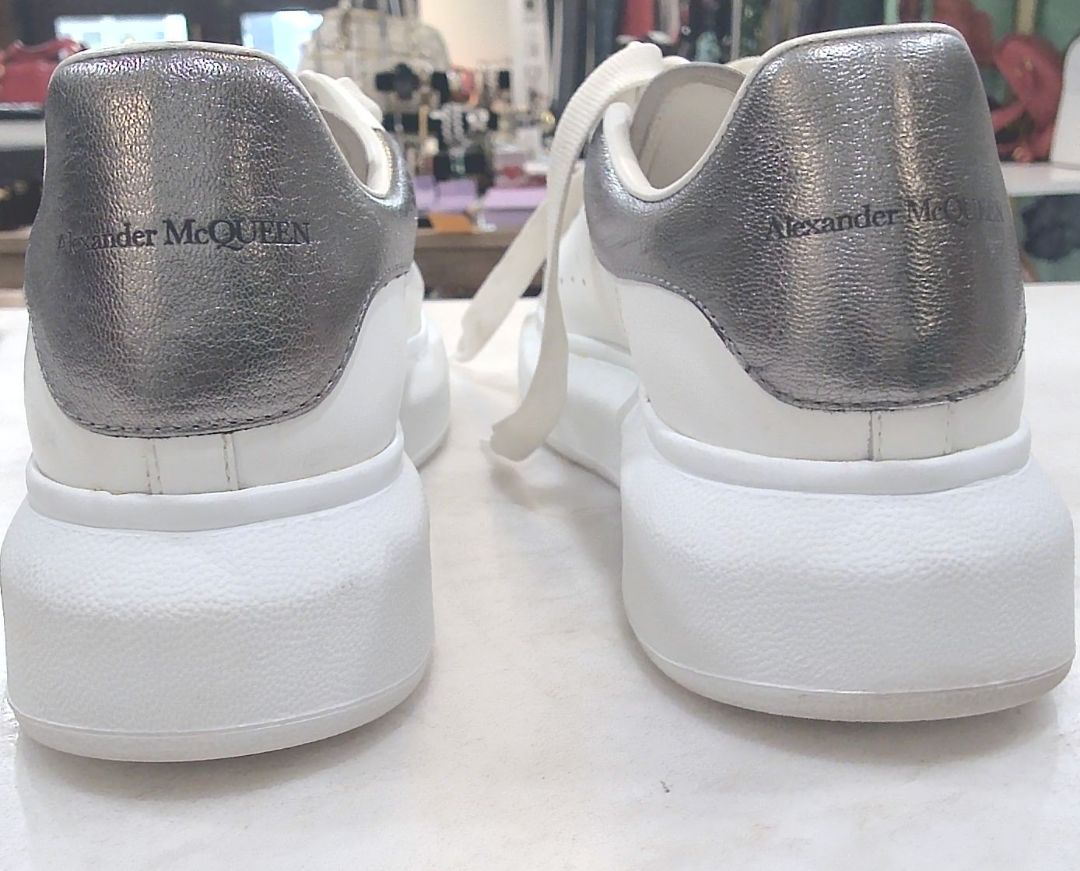 Alexander McQueen White Leather Oversized Low Top Sneakers, 38.5