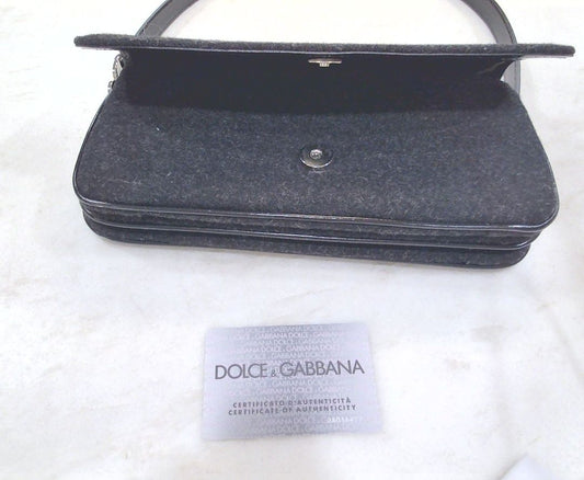 Dolce & Gabbana Gray Wool Shoulder Bag