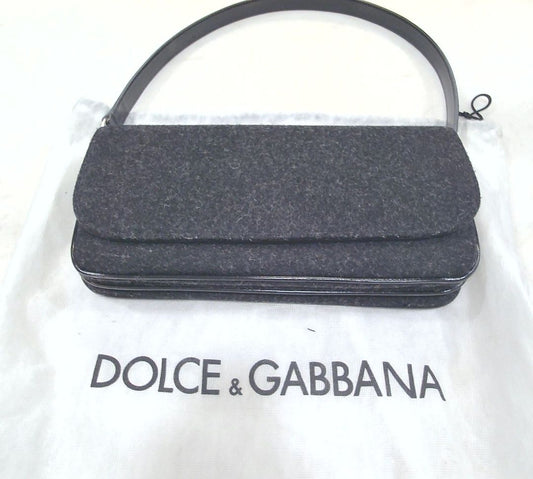 Dolce & Gabbana Gray Wool Shoulder Bag