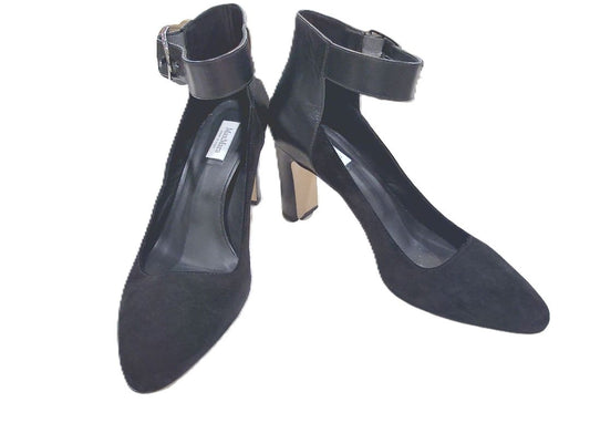 MaxMara Black Ankle Strap Almond Toe Heels, 37