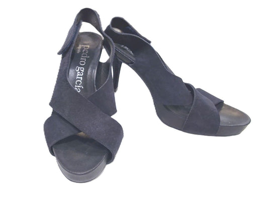 Pedro Garcia Black Libby Suede Slingback Sandal, 37