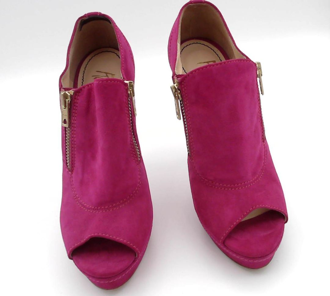 Jerome Rousseau Magenta Suede Side Zipper Ankle Booties, 36.5