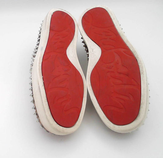 Christian Louboutin Pink Multicolor Python Pik Boat Slip On Sneakers, 37.5