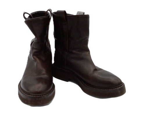 Brunello Cucinelli Dark Brown Bead-embellished Leather Pull-On Boots, 36.5