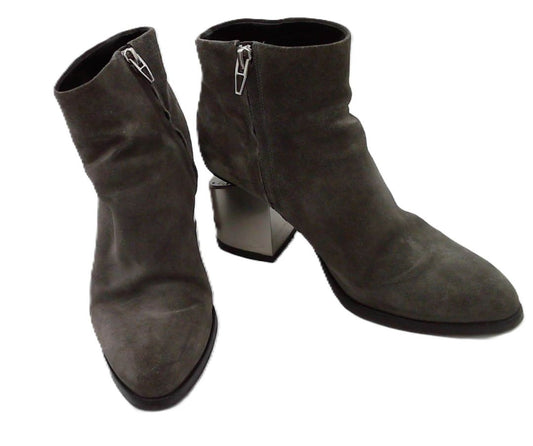 Alexander Wang Gray Steel Heel Cutout Detail Boots, 36