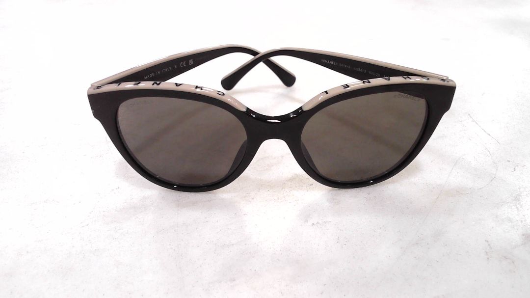 Chanel Black Beige Butterfly Interlocking CC Logo Sunglasses