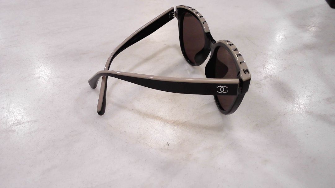 Chanel Black Beige Butterfly Interlocking CC Logo Sunglasses