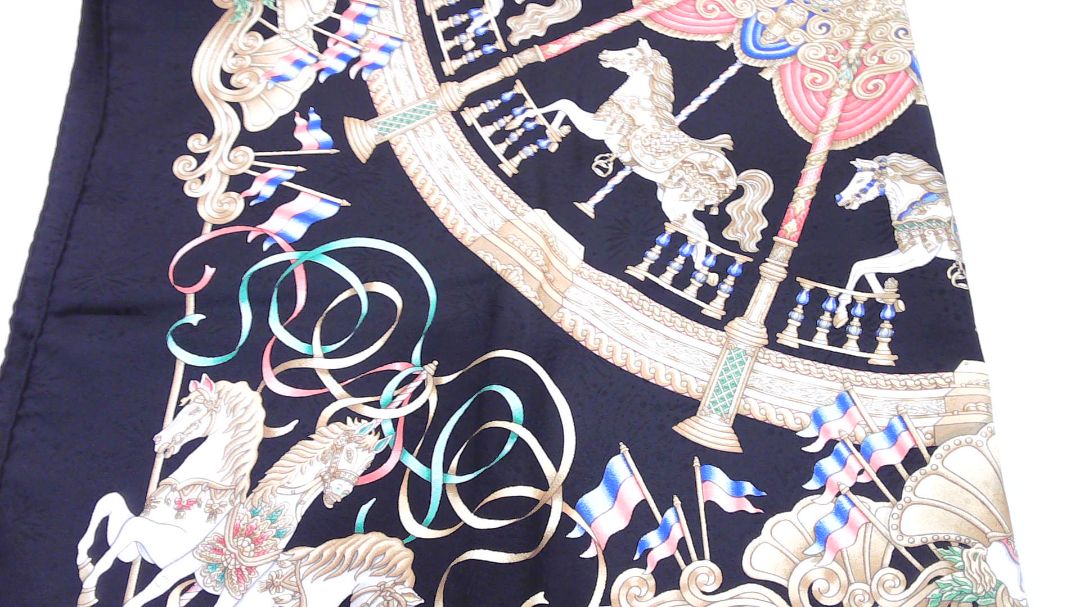 Hermès Black & Multi-Color Scarf Luna Park by Joachim Metz, 90cm