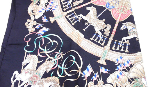 Hermès Black & Multi-Color Scarf Luna Park by Joachim Metz, 90cm