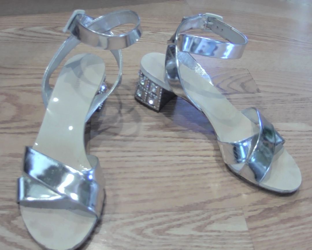 Miu Miu Silver Crystal Embellishments Gladiator Sandals, 38