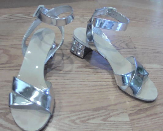 Miu Miu Silver Crystal Embellishments Gladiator Sandals, 38