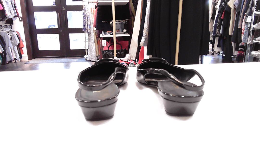 Prada Black Patent Leather Logo Slingbacks, 37
