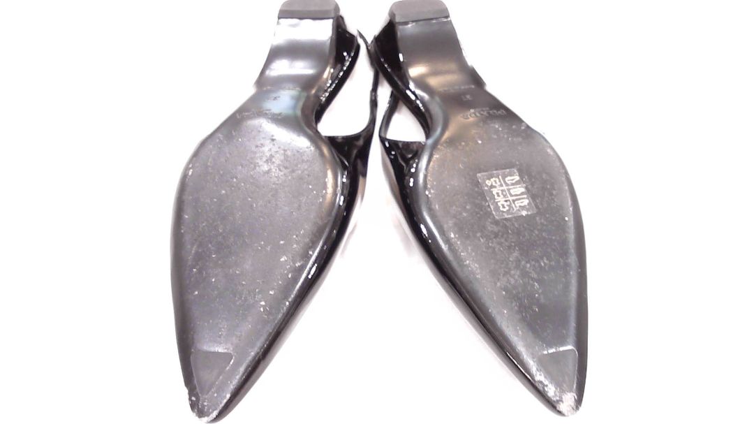 Prada Black Patent Leather Logo Slingbacks, 37 – Reprise