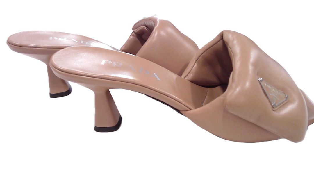 Prada Caramel Nappa Soft Padded Leather Slide Sandals, 38.5