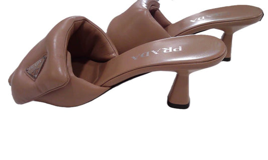 Prada Caramel Nappa Soft Padded Leather Slide Sandals, 38.5