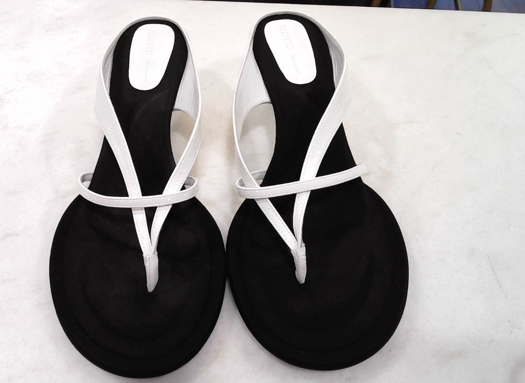 Khaite White Monroe Leather Kitten-Heel Sandals, 40.5