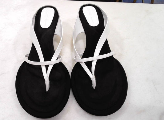 Khaite White Monroe Leather Kitten-Heel Sandals, 40.5