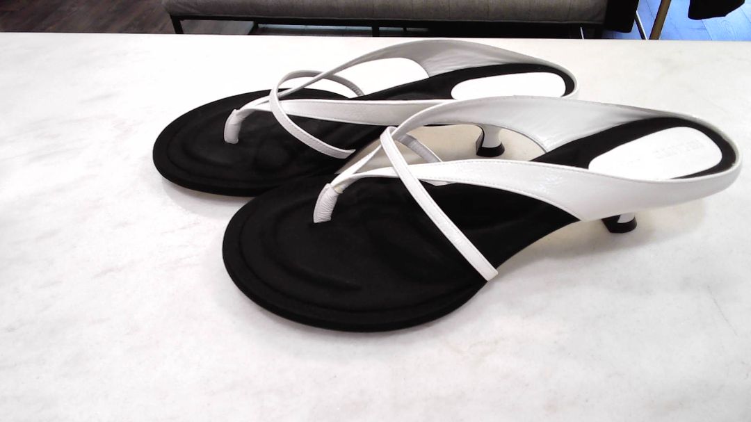 Khaite White Monroe Leather Kitten-Heel Sandals, 40.5