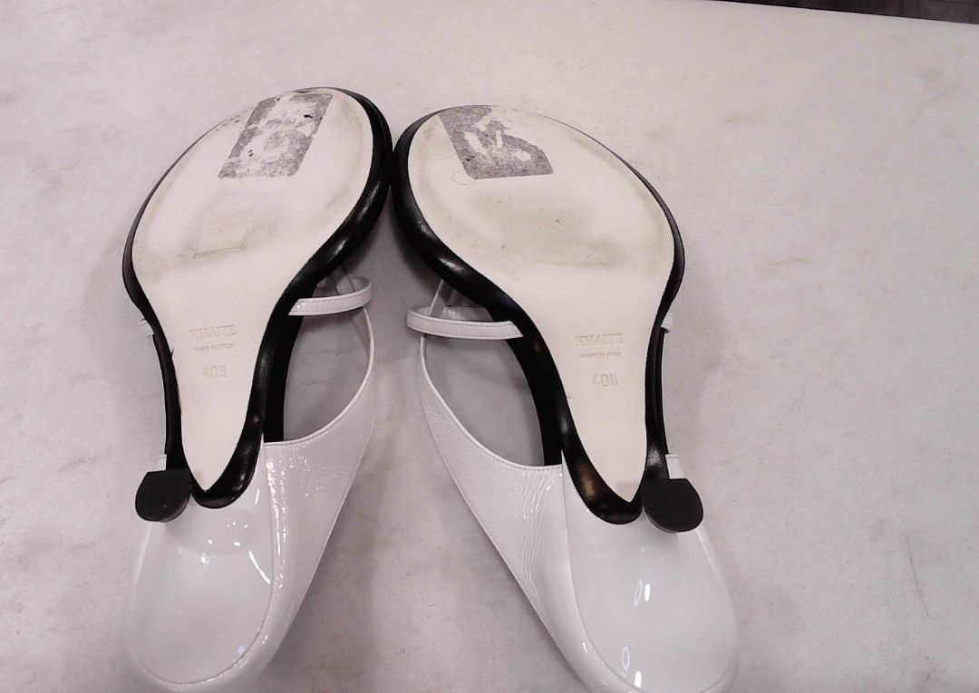 Khaite White Monroe Leather Kitten-Heel Sandals, 40.5