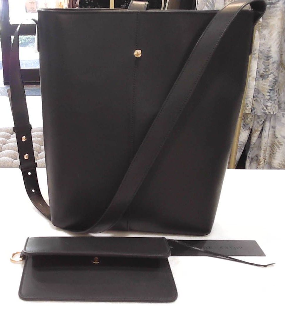 Jenni Kayne Black Leather Shoulder Strap NWT Bucket Bag