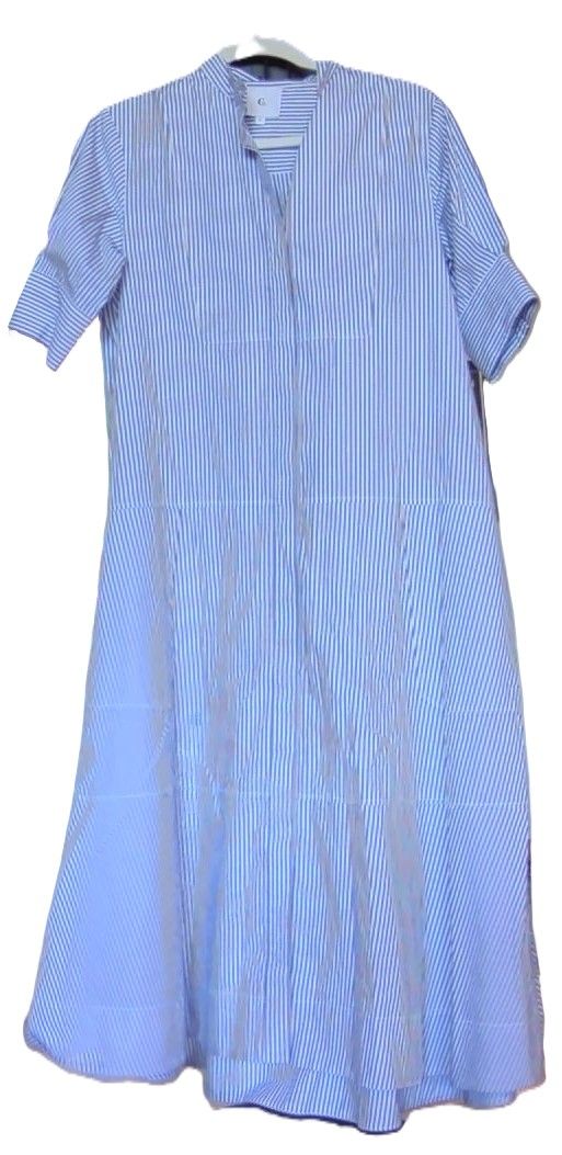 G. Label by Goop Blue White Sun 100% Cotton Striped Shirtdress, 2