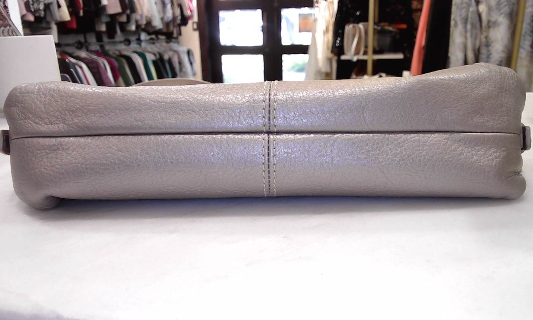 Dooney & Burke Beige Mettalic Hobo Logo Plate Bag