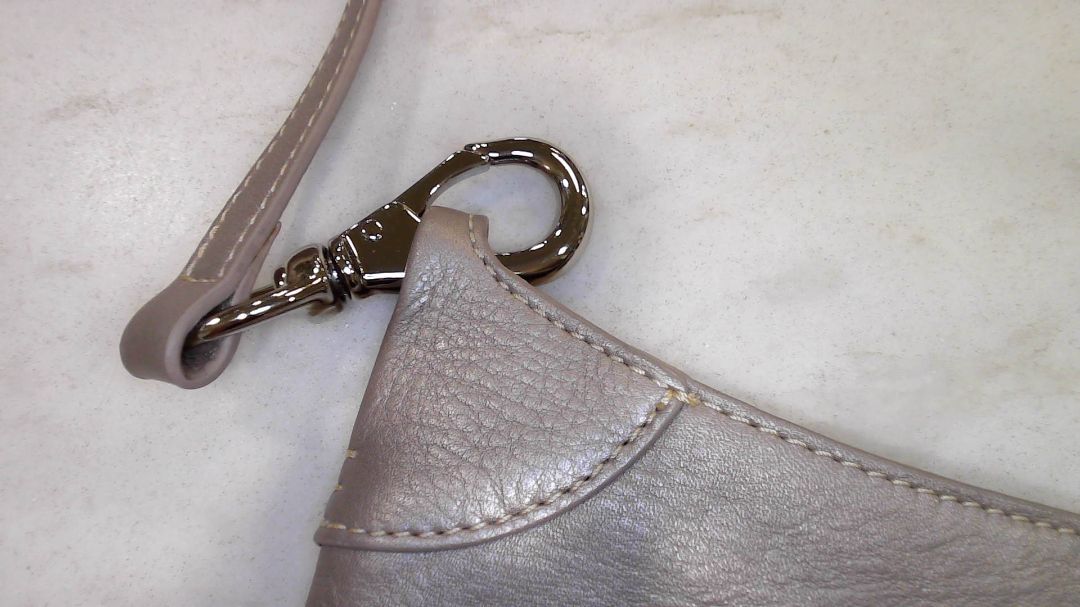 Dooney & Burke Beige Mettalic Hobo Logo Plate Bag