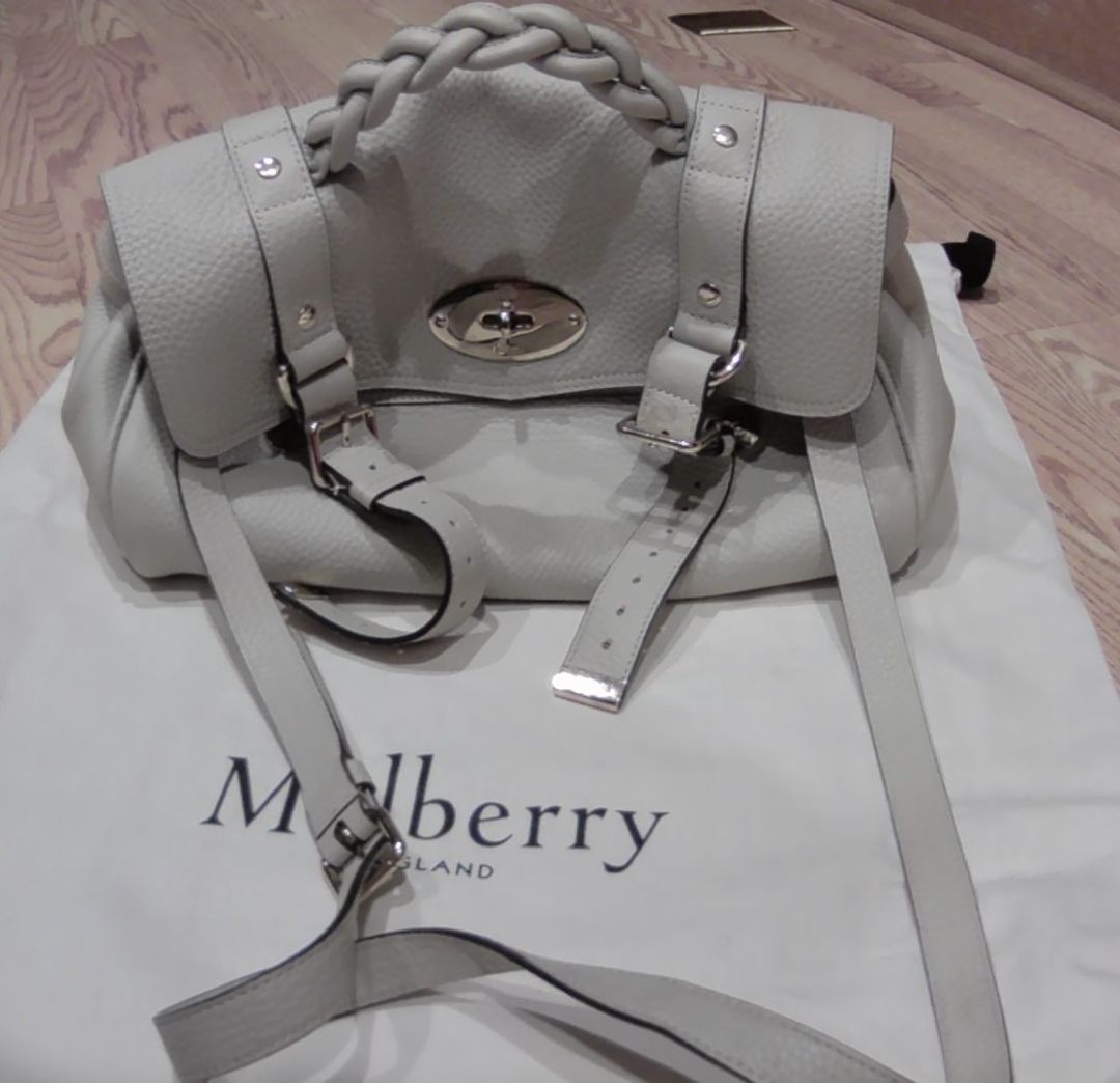 Mulberry Chalk Alexa Leather Satchel Handbag