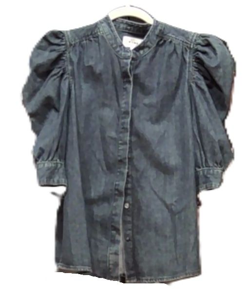 Frame Blue Gillian Puff Sleeve Denim Shirt, M