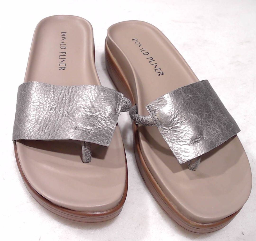 Donald J. Pliner Taupe Fifi Metallic Leather Slide Sandals, 8