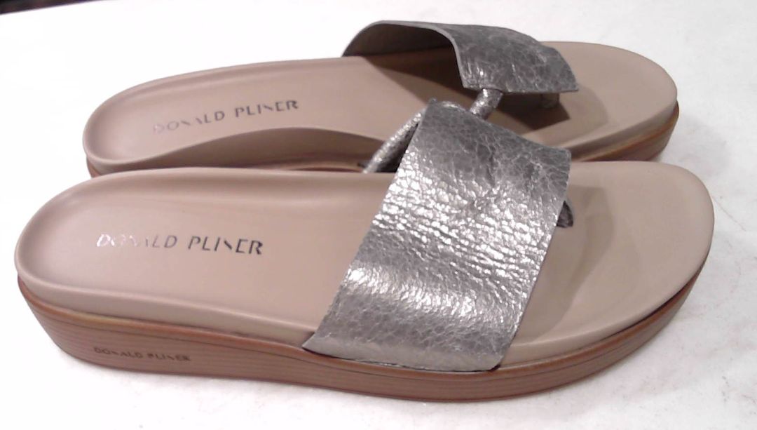 Donald J. Pliner Taupe Fifi Metallic Leather Slide Sandals, 8