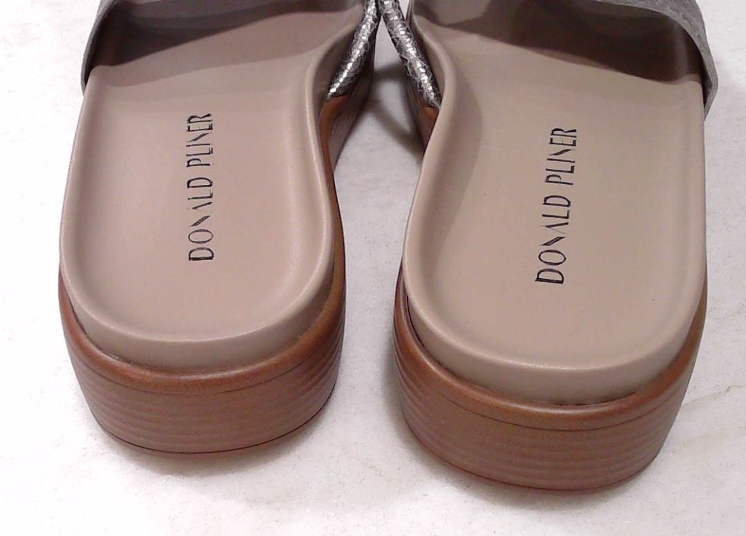 Donald J. Pliner Taupe Fifi Metallic Leather Slide Sandals, 8