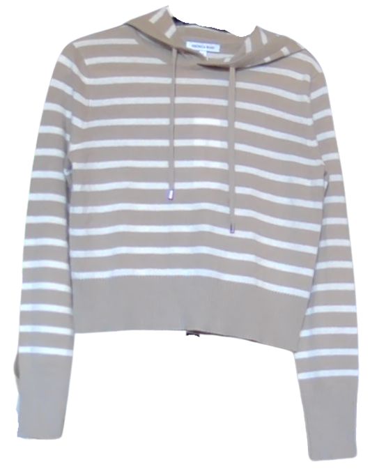 Veronica Beard Tan White Adrian 100% Cashmere NWT Hoodie Pullover, S