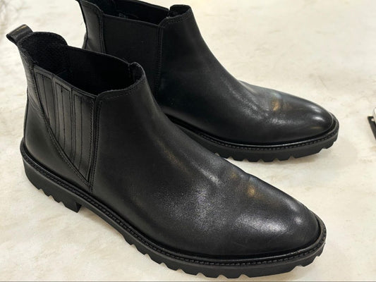 Ecco Black Chelsea Leather Boots, 38