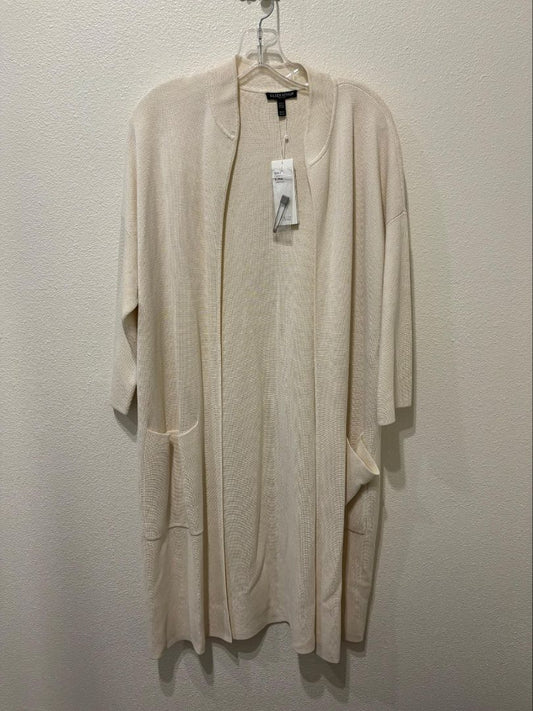 Eileen Fisher Ivory Silk & Organic Cotton Interlock NWT Cardigan, PM