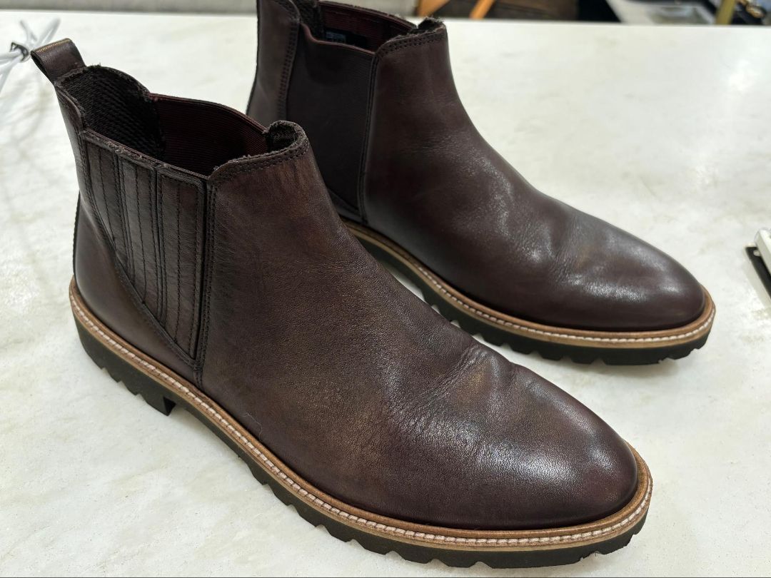 Ecco Brown Chelsea Slip-On Leather Ankle Boots, 38