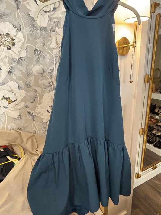 Milly Green Halter Top Ruffled Hem Dress, 8