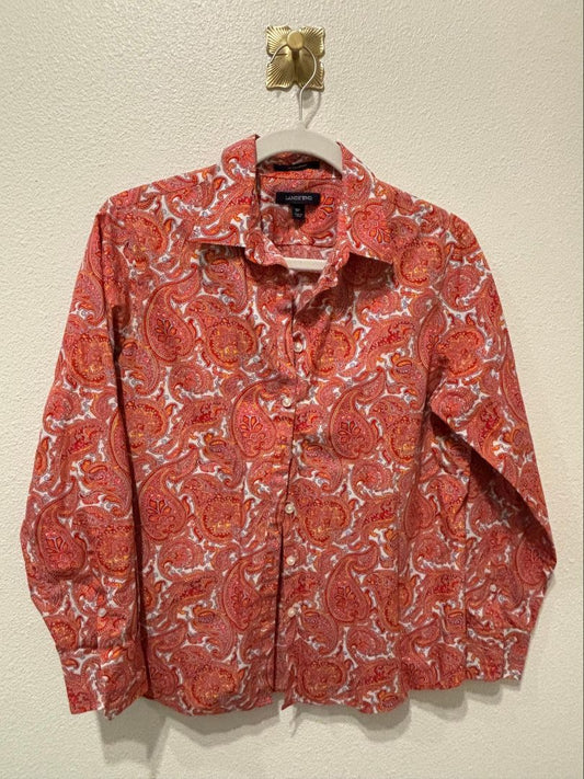 Land's End Multi-Color Button-Down Paisley Shirt, 8P